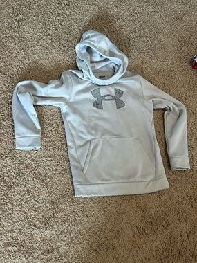 Under Armour Light Blue Kids Hooded Sweatshirt with Grey Logo